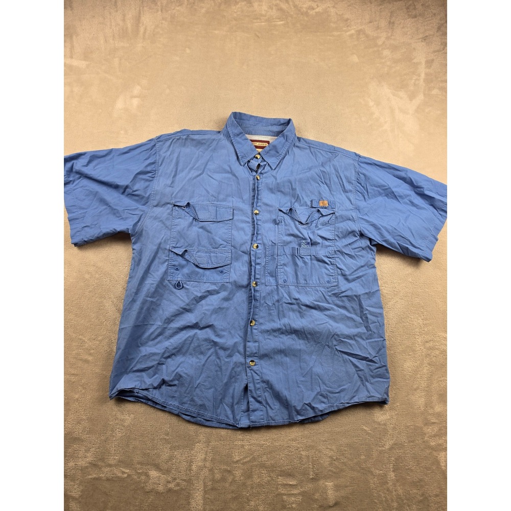 Cody James Fishing Shirt Mens XXL Blue Short Sleeve Vented Button Up